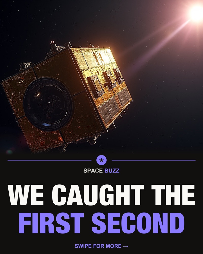 SpaceBuzz carousel cover: a satellite catching first light